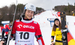 Arvid Auner is competing in the men's parallel slalom on the second day of the FIS Snowboa...