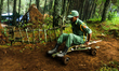 A man is riding a Kadaplak in Kampung Pasir Angling, Bandung, Indonesia, on February 26, 2...