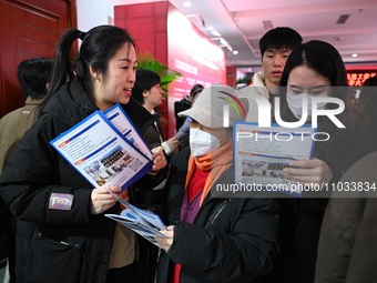 A large number of job seekers are attending a spring job fair in Shenyang, Liaoning Province, China, on February 28, 2024. (
