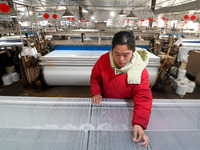 A worker is working at a workshop of a textile enterprise in Quzhou County, Handan, China, on February 29, 2024. On the same day, the Nation...