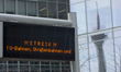A general view of a strike sign is being displayed on a streetcar platform in Duesseldorf,...