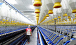 A worker is producing cotton products for export to Europe and the United States at a work...