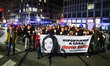 Demonstrators are participating in the torchlight procession for Ilaria Salis in the cente...