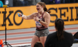 Sarah Mitton is winning gold in the shot put at the 2024 World Athletics Championships at...