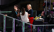 Gabby Logan is sharing a joke with Denise Lewis at the 2024 World Athletics Championships...