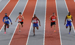Christian Coleman of the USA is competing in the 60 meters event at the 2024 World Athleti...