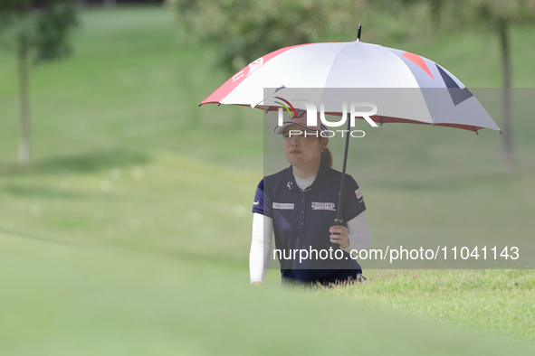 Ayaka Furue of Japan is in action during round three of the HSBC Women's World Championship at Sentosa Golf Club in Singapore, on March 2, 2...
