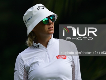 Madelene Sagstrom of Sweden is in action during round three of the HSBC Women's World Championship at Sentosa Golf Club in Singapore, on Mar...