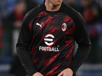 Simon Kjaer of A.C. Milan is playing during the 27th day of the Serie A Championship between S.S. Lazio and A.C. Milan at the Olympic Stadiu...