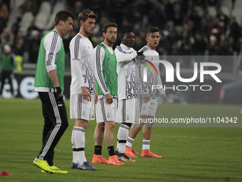 The Juventus team before the serie A match  between Juventus FC and US Sassuolo Calcio  at the Juventus  Stadium of Turin on  march 11, 2016...