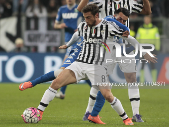 Claudio Marchisio (8) and Sami Khedira (6) during the serie A match  between Juventus FC and US Sassuolo Calcio  at the Juventus  Stadium of...