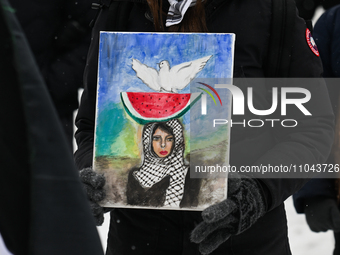 EDMONTON, CANADA - MARCH 2:
Members of the Palestinian diaspora, supported by the local Muslim community and activists, are taking part in a...