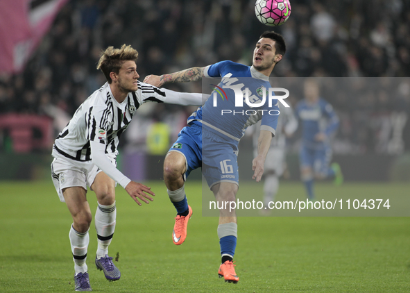 Daniele Rugani (24) and Matteo Politano (16) during the serie A match  between Juventus FC and US Sassuolo Calcio  at the Juventus  Stadium...