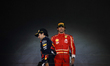Sergio Perez of Red Bull Racing and Carlos Sainz of Ferrari at podium after the Formula 1...