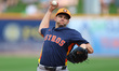 Houston Astros pitcher Brandon Bielak #64 is throwing during the fourth inning of a baseba...