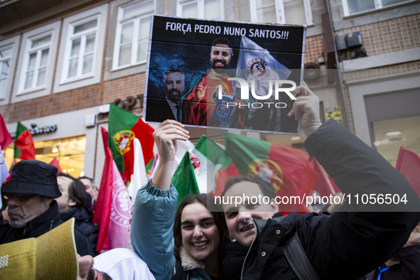 Pedro Nuno Santos, the Socialist Party (PS) prime ministerial candidate, is speaking at a rally on Rua de Santa Catarina in Porto, Portugal,...
