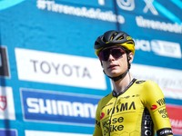 Jonas Vingegaard of Denmark and Team Jumbo-Visma are leasing a bike prior to the 59th Tirreno-Adriatico 2024, Stage 5, a 144 km stage from T...