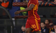 Romelu Lukaku of Roma is celebrating after scoring their second goal during the UEFA Europ...