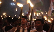 A number of Muslims are welcoming the arrival of the month of Ramadan by holding a torchli...
