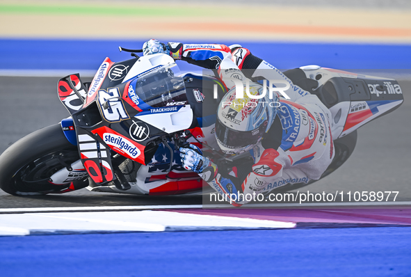 Spanish MotoGP rider Raul Fernandez of Trackhouse Racing is in action during the Free Practice 1 session of the Qatar Airways Motorcycle Gra...