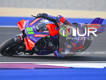Italian MotoGP rider Franco Morbidelli of Prima Pramac Racing is in action during the Free Practice 1 session of the Qatar Airways Motorcycl...