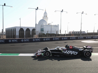 Kevin Magnussen of Haas during first practice ahead of the Formula 1 Saudi Arabian Grand Prix at Jeddah Corniche Circuit in Jeddah, Saudi Ar...