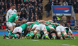 England's Alex Mitchell (Northampton Saints) and Ireland's Jamison Gibson-Park (Leinster)...