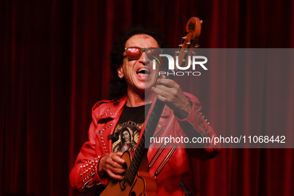 Alex Lora, leader of the Mexican band El Tri, is posing during a conference at the Centro Cultural Teatro 2 in Mexico City, Mexico, on March...