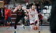 Niccolo Mannion of Itelyum Varese and Jakub Tuma of Nymburk Basketball are playing during...