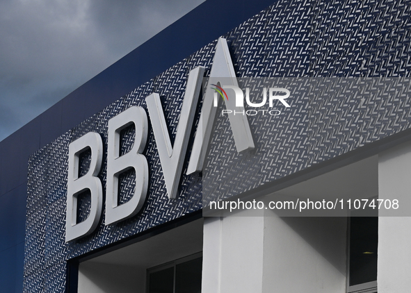 CANCUN, MEXICO - DECEMBER 16: Local BBVA branch in Cancun, on December 16, 2023, in Cancun, Quintana Roo, Mexico.  by Artur Widak/NurPhoto