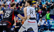 Dusan Miletic and Benas Griciunas during the basketball match between WKS Slask Wroclaw an...