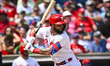Philadelphia Phillies third baseman Weston Wilson (37) is swinging during his at-bat again...