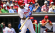 Philadelphia Phillies third baseman Edmundo Sosa (33) is swinging during his at-bat agains...