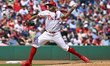 Philadelphia Phillies starting pitcher Ranger Suarez (55) is throwing against the Boston R...