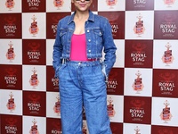 Singer Neeti Mohan is speaking during the press conference of Seagram's Royal Stag BoomBox Music Festival in Jaipur, Rajasthan, India, on Ma...