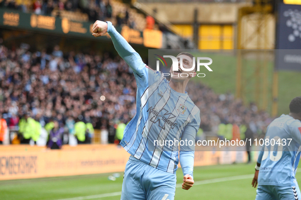 Bobby Thomas of Coventry is celebrating after the game during the FA Cup Quarter Final match between Wolverhampton Wanderers and Coventry Ci... by MI News/NurPhoto