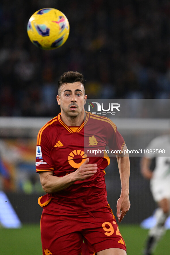 Stephan El Shaarawy of A.S. Roma is playing during the 29th day of the Serie A Championship between A.S. Roma and U.S. Sassuolo at the Olymp...