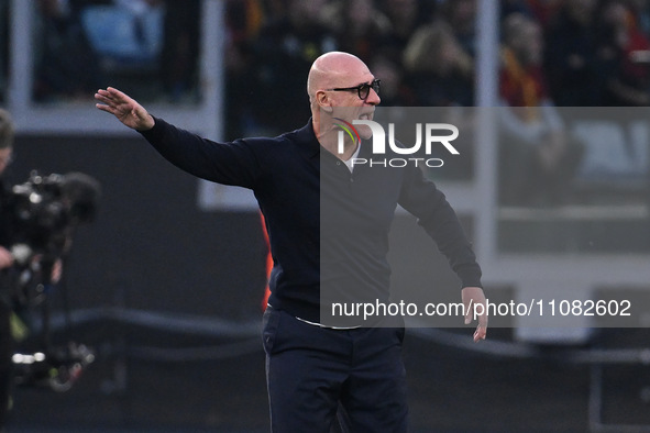 Davide Ballardini is coaching U.S. Sassuolo during the 29th day of the Serie A Championship between A.S. Roma and U.S. Sassuolo in Rome, Ita...