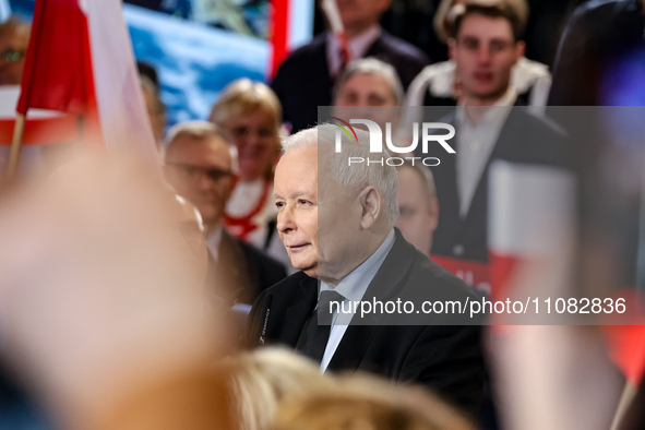 President of Law and Justice opposition party, Jaroslaw Kaczynski, attends local government convention of Law and Justice to boost a regiona...