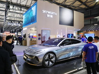 Skyworth Automotive is officially unveiling their all-electric sedan SKYHOME at AWE2024 in Shanghai, China, on March 14, 2024. (