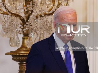 President Joe Biden is attending an event at the White House in Washington DC, on March 18, 2024, celebrating Women's History Month, where h...