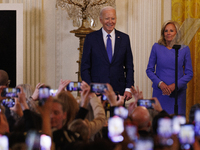 President Joe Biden and First Lady Dr. Jill Biden are attending an event at the White House in Washington, D.C., on March 18, 2024, celebrat...