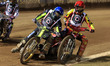 Jason Doyle of Ipswich Witches is tussling with Max Fricke of Leicester Lions at the Peter...