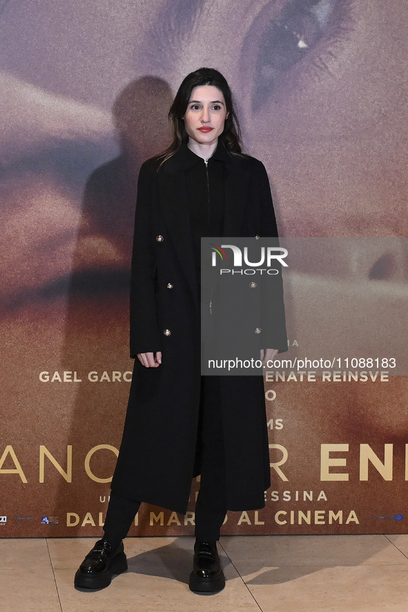 Angela Fontana is attending the photocall for the movie ''Another End'' at the Barberini Cinema in Rome, Italy, on March 20, 2024. 