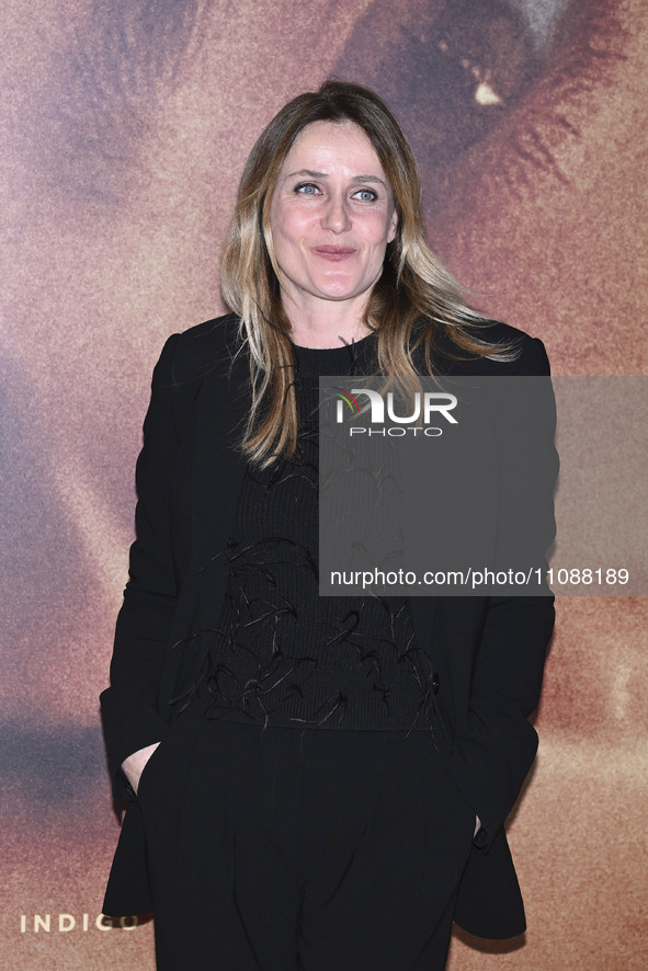 Lucia Mascino is attending the photocall for the movie ''Another End'' at the Barberini Cinema in Rome, Italy, on March 20, 2024. 