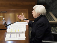US Secretary of the Treasury Janet Yellen is testifying before the Senate Financial Committee about the President's proposed budget request...