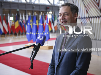 Alexander De Croo Prime Minister of Belgium attends the European Council, an EU summit meeting at the headquarters of the European Union in...