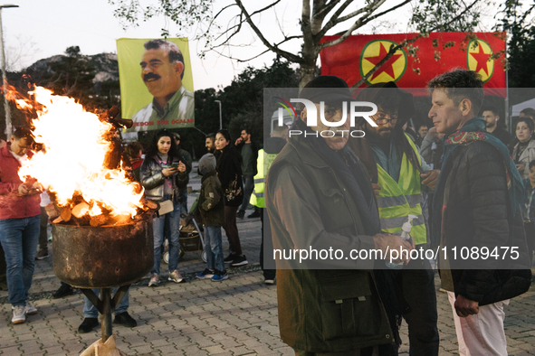 Kurdish people are celebrating Newroz and National Resistance Day of Kurdistan in Protomagias Square, Athens, Greece, on March 21, 2024. 