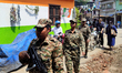 Central Reserve Police Force (CRPF) personnel are conducting a route march in Kolkata, Ind...