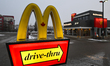 EDMONTON, CANADA - MARCH 21:Drive -Thru sign at Mc Donald's in South Edmonton area, on Ma...